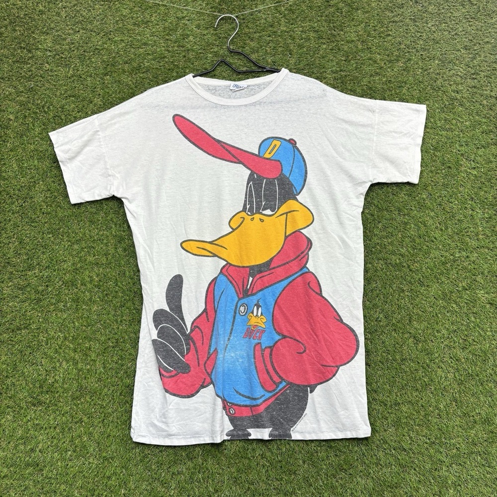 Vintage 90s Daffy Duck Warners Bros Shirt Mens XL Paper Thin AOP Flirts
